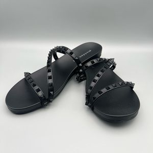 Madden Girl Black Stud Slides Sandals